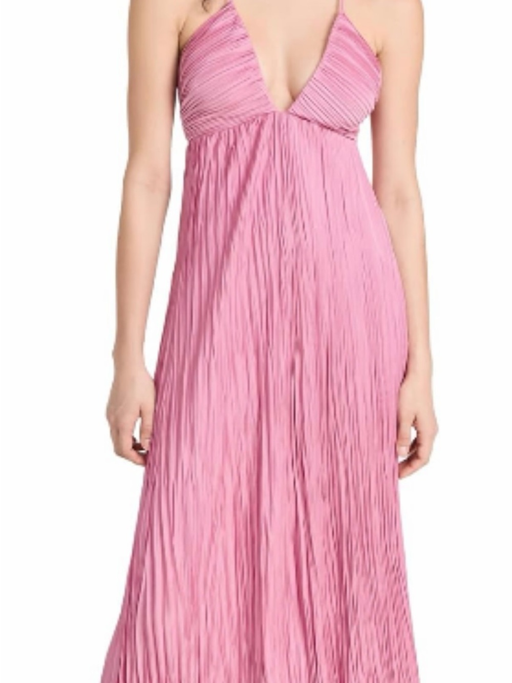 A.L.C. Pleated V-Neck Midi Dress in Dusty Rose